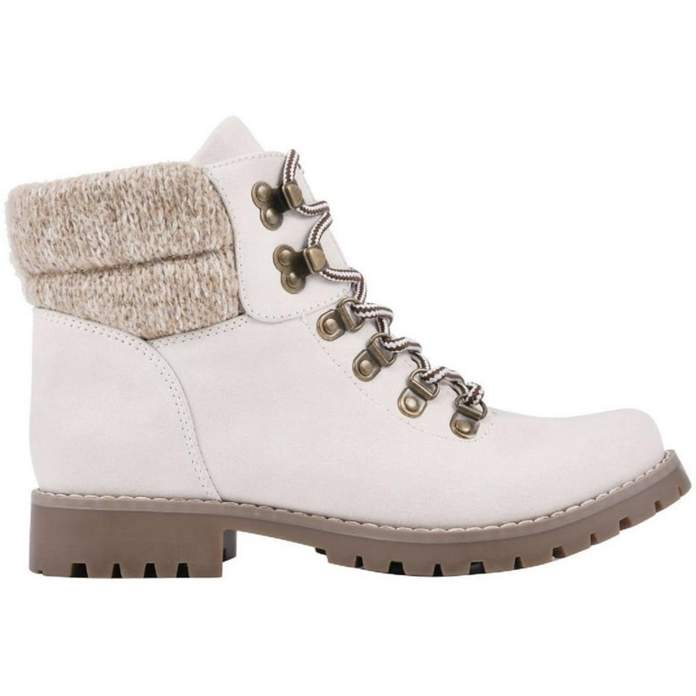 Cliffs by White Mountain Pathfield Women's Lace-up Bootie, Winter White/Fabric